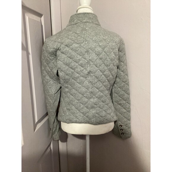 Cabi 100% Cotton Gray Quilted Double Breasted Short Blazer Jacket M - Picture 4 of 6